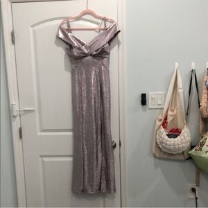 NWOT Night Way Collections Lavender Off-Shoulder Gown